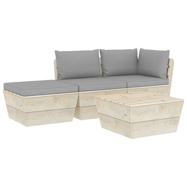vidaXL Ensemble de canapés de jardin 4 pièces en palettes avec coussins Bois de sapin