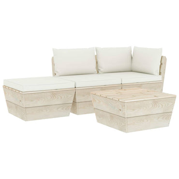 vidaXL Ensemble de canapés de jardin 4 pièces en palettes avec coussins Bois de sapin