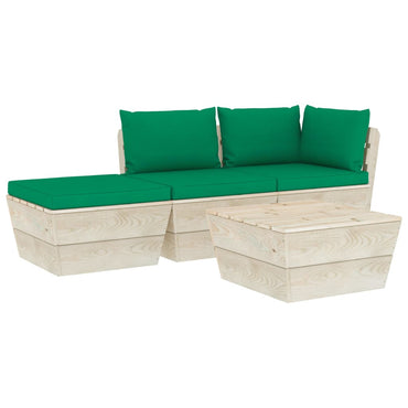 vidaXL Ensemble de canapés de jardin 4 pièces en palettes avec coussins Bois de sapin
