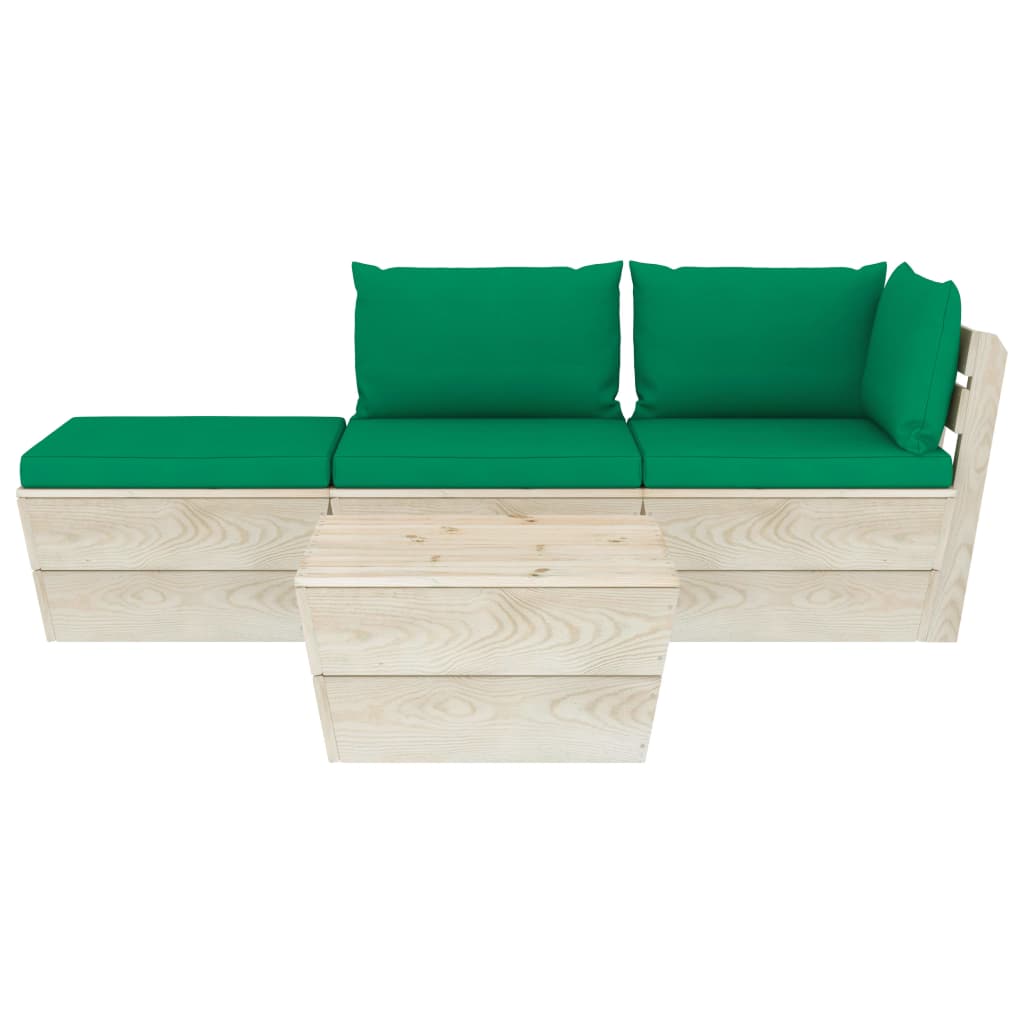 vidaXL Ensemble de canapés de jardin 4 pièces en palettes avec coussins Bois de sapin