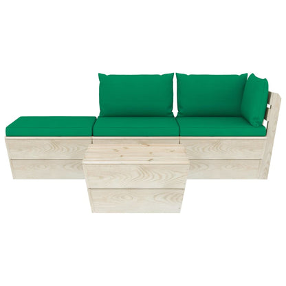 vidaXL Ensemble de canapés de jardin 4 pièces en palettes avec coussins Bois de sapin