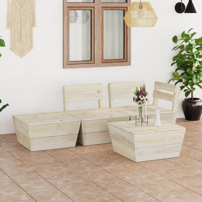 vidaXL Salon de jardin 4 pcs en palettes Bois de sapin imprégné