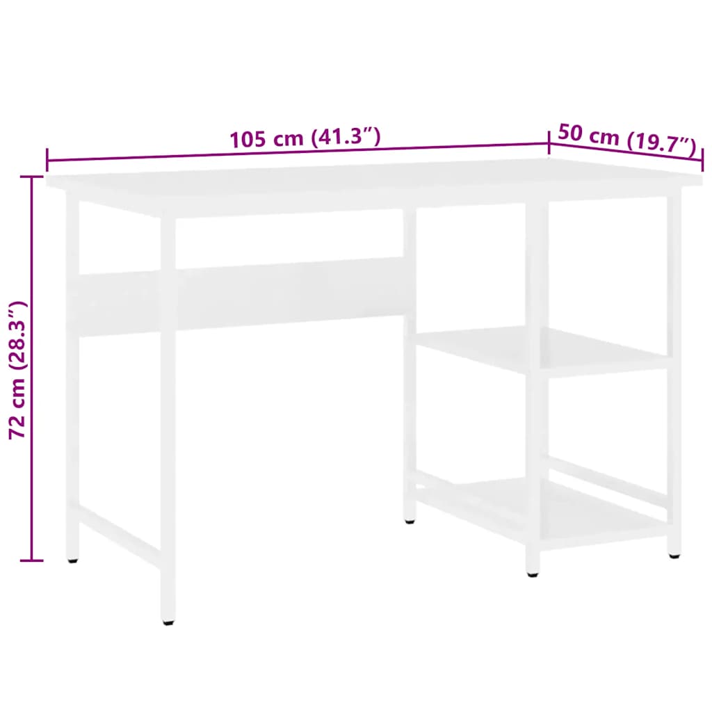 vidaXL Computertisch Weiß 105x50x72 cm MDF und Metall