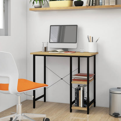 vidaXL Computertisch Schwarz und Eiche Hell 80x40x72 cm MDF und Metall