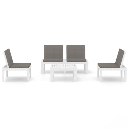 vidaXL Salon de jardin 4 pcs avec coussins plastique blanc