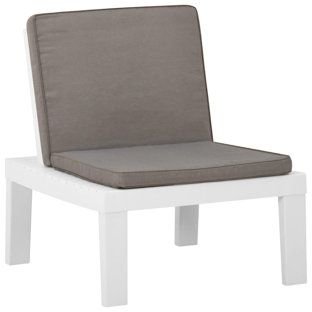 vidaXL Salon de jardin 4 pcs avec coussins plastique blanc