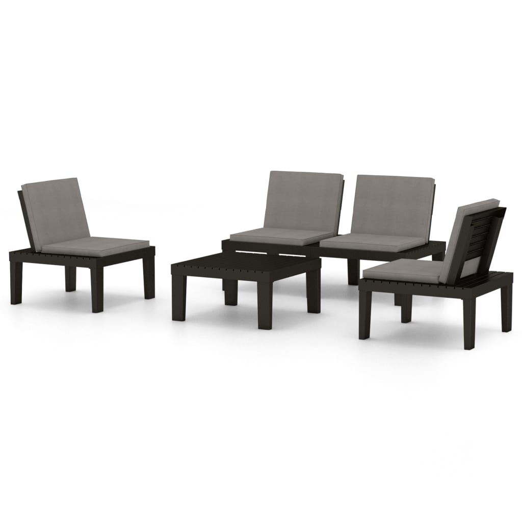vidaXL Salon de jardin 4 pcs avec coussins Plastique Gris