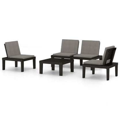 vidaXL Salon de jardin 4 pcs avec coussins Plastique Gris