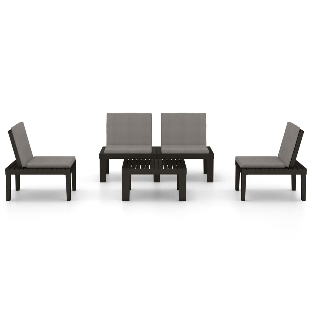 vidaXL Salon de jardin 4 pcs avec coussins Plastique Gris
