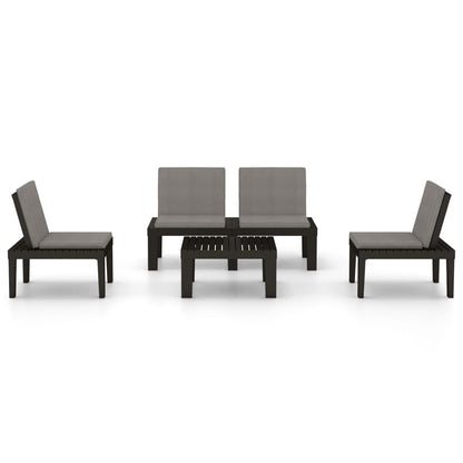 vidaXL Salon de jardin 4 pcs avec coussins Plastique Gris