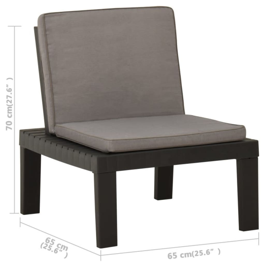 vidaXL Salon de jardin 4 pcs avec coussins Plastique Gris