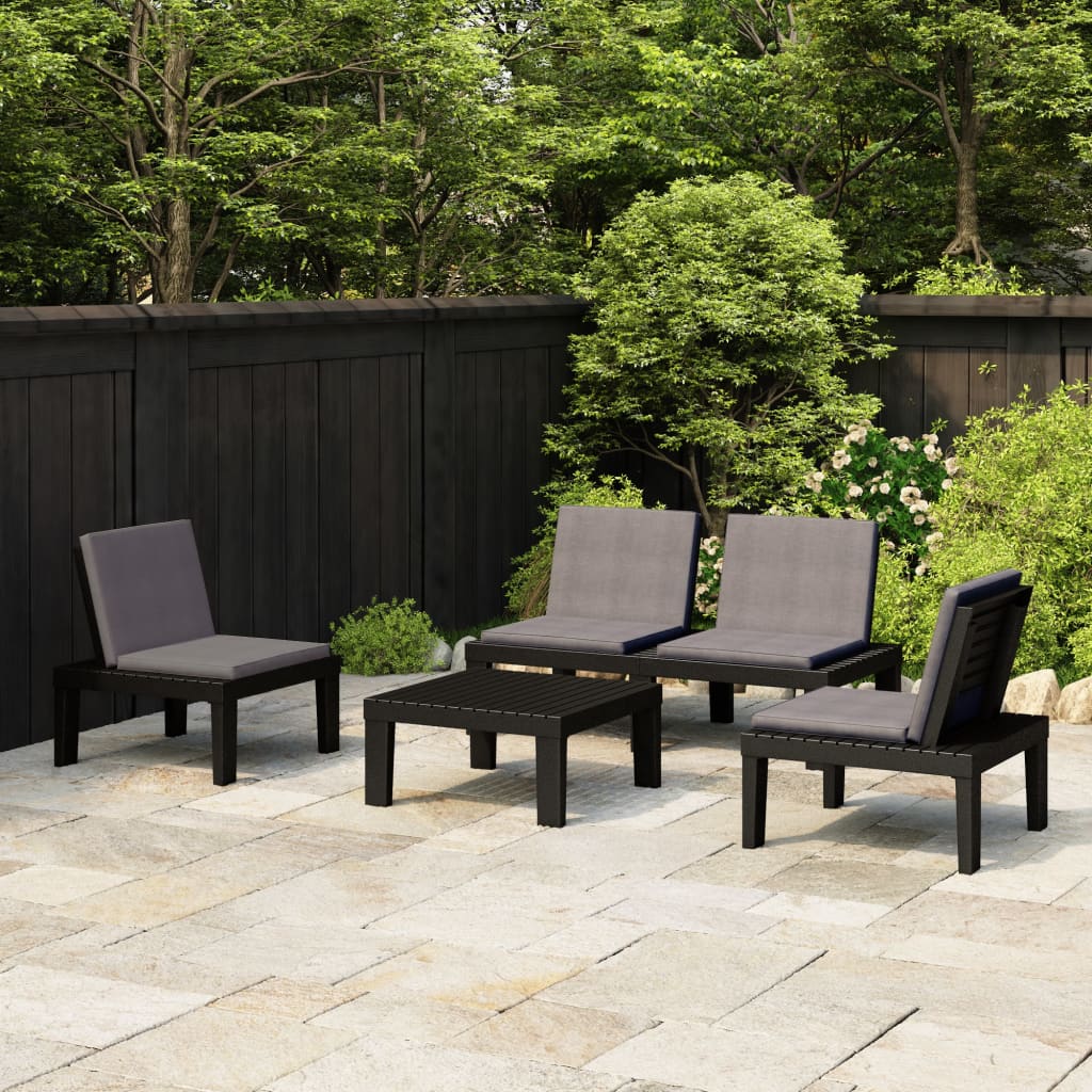 vidaXL Salon de jardin 4 pcs avec coussins Plastique Gris