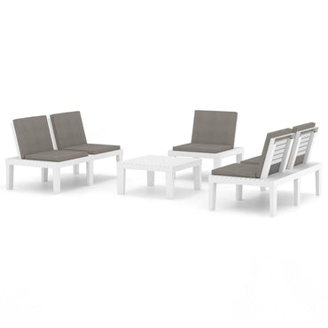vidaXL Salon de jardin 4 pcs avec coussins plastique blanc