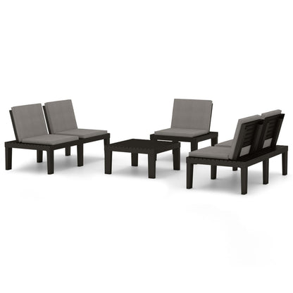 vidaXL Salon de jardin 4 pcs avec coussins Plastique Gris