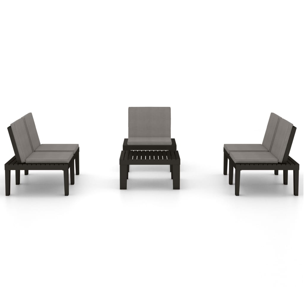 vidaXL Salon de jardin 4 pcs avec coussins Plastique Gris