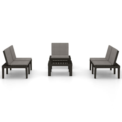 vidaXL Salon de jardin 4 pcs avec coussins Plastique Gris