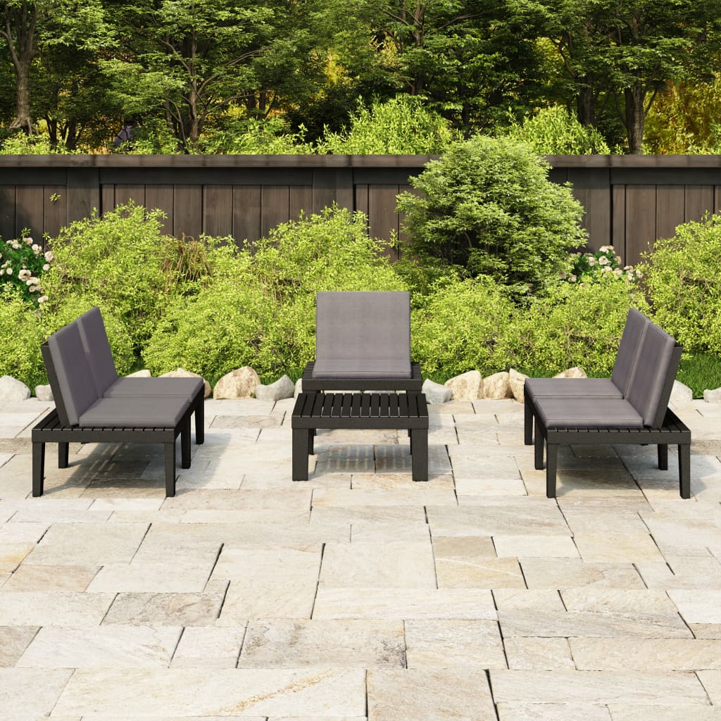 vidaXL Salon de jardin 4 pcs avec coussins Plastique Gris