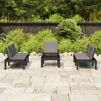 vidaXL Salon de jardin 4 pcs avec coussins Plastique Gris