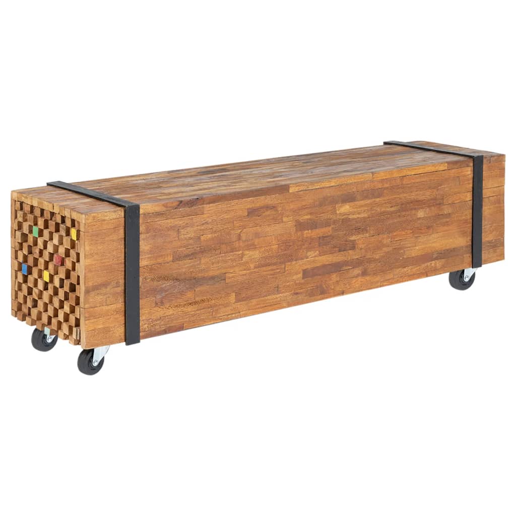 vidaXL Meuble TV 110x30x32,5 cm Bois de teck massif