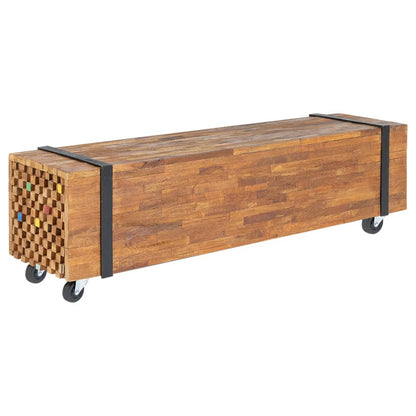 vidaXL Meuble TV 110x30x32,5 cm Bois de teck massif