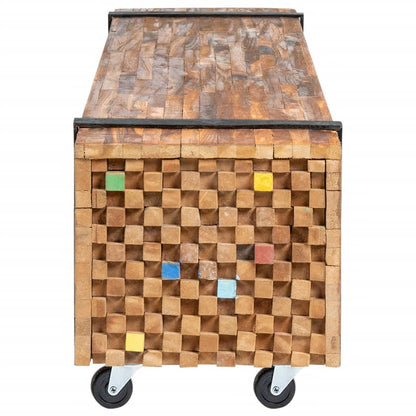 vidaXL Meuble TV 110x30x32,5 cm Bois de teck massif