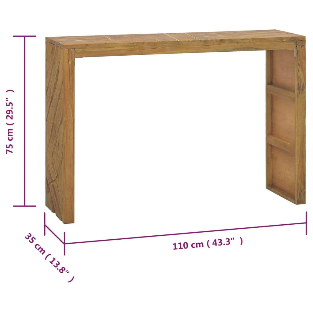 vidaXL Konsolentisch 110x35x75 cm Massivholz Teak