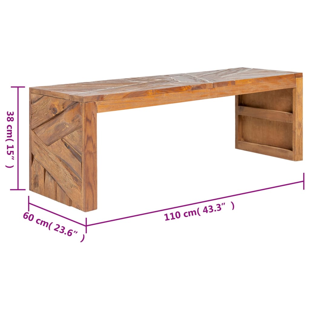 vidaXL Meuble TV 110x60x38 cm Bois de teck massif