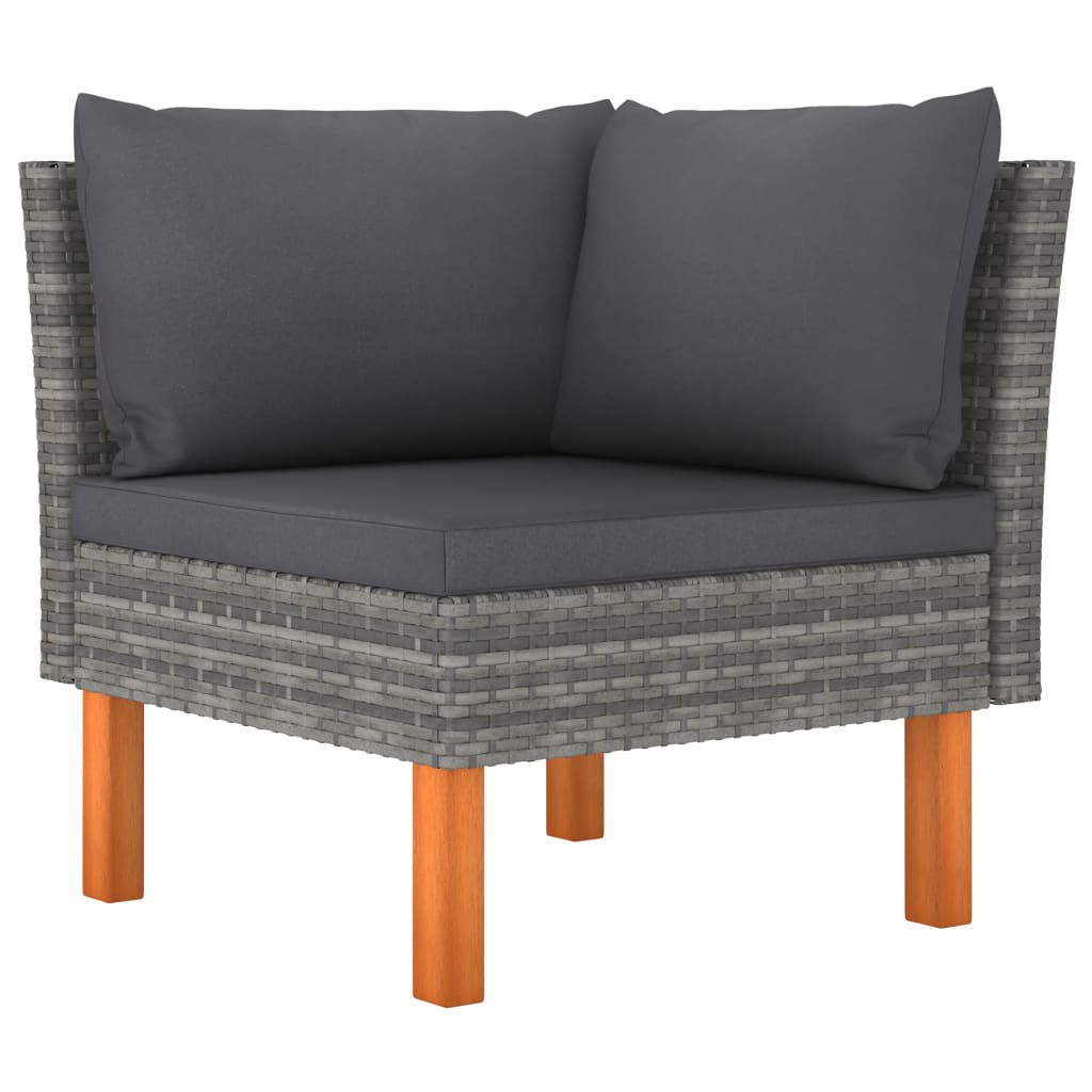 vidaXL 4-tlg. Garten-Lounge-Set mit Kissen Poly Rattan Grau