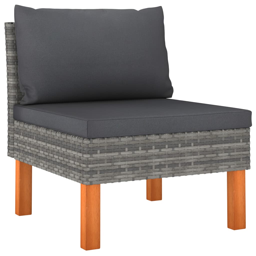 vidaXL 4-tlg. Garten-Lounge-Set mit Kissen Poly Rattan Grau