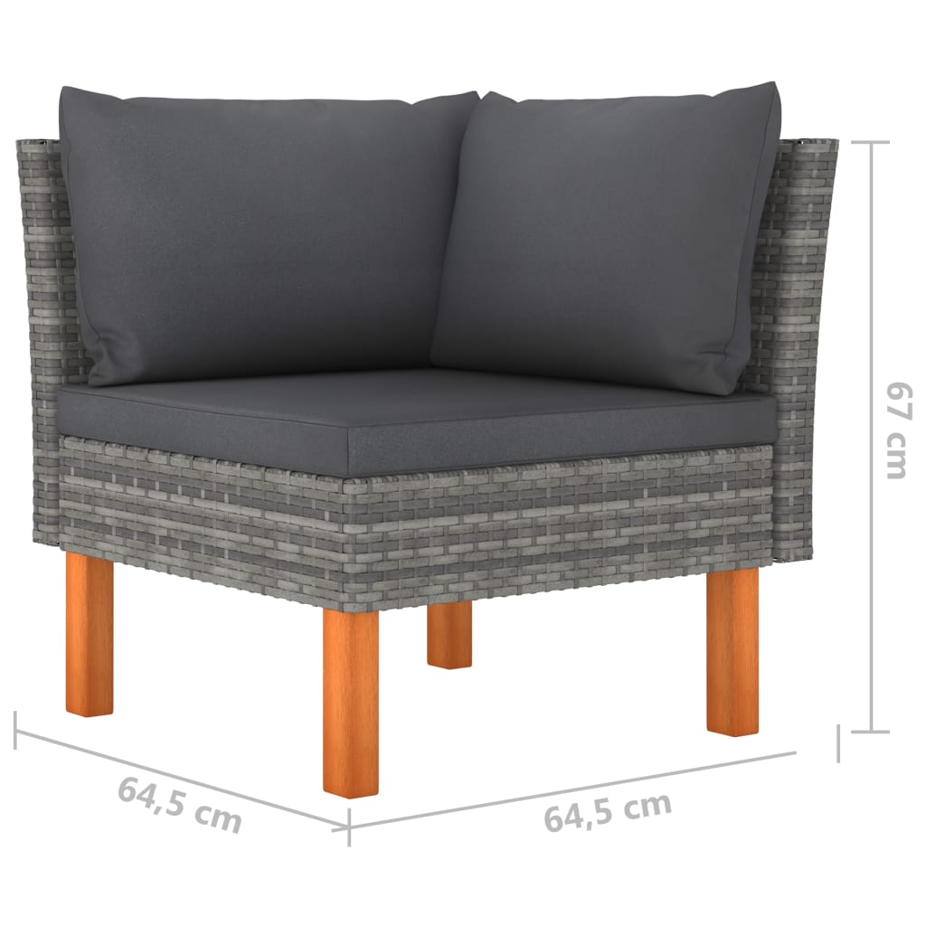 vidaXL 4-tlg. Garten-Lounge-Set mit Kissen Poly Rattan Grau