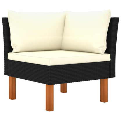 vidaXL 4-tlg. Garten-Lounge-Set mit Kissen Poly Rattan Schwarz