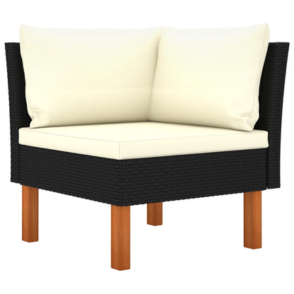 vidaXL Salon de jardin 4 pcs avec coussins résine tressée noir