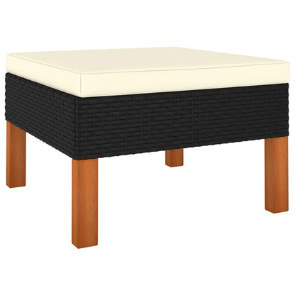 vidaXL Salon de jardin 4 pcs avec coussins résine tressée noir
