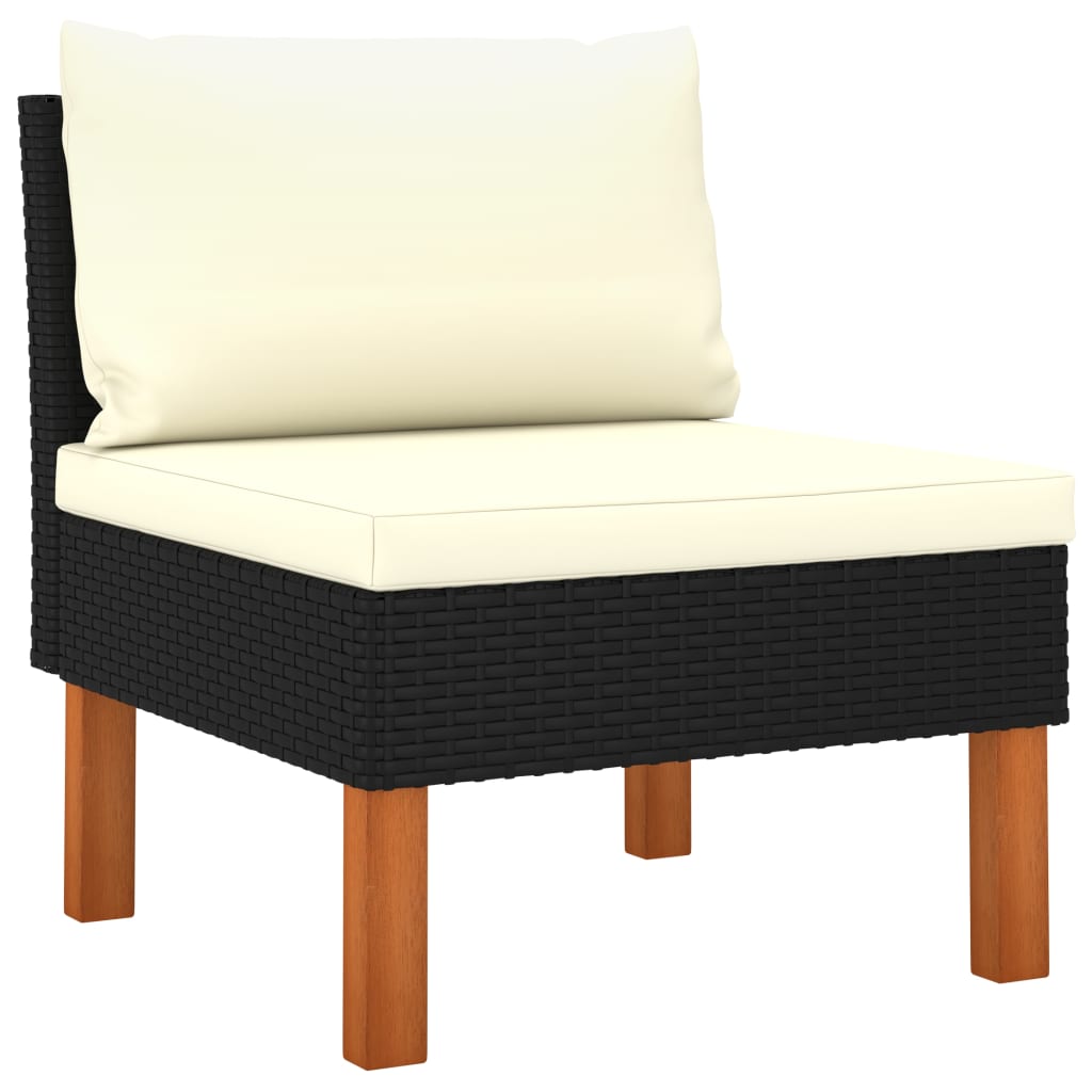 vidaXL Salon de jardin 4 pcs avec coussins résine tressée noir