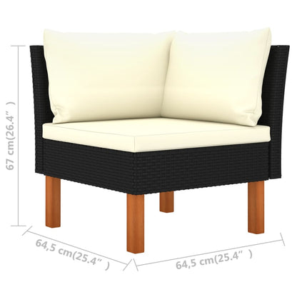 vidaXL Salon de jardin 4 pcs avec coussins résine tressée noir