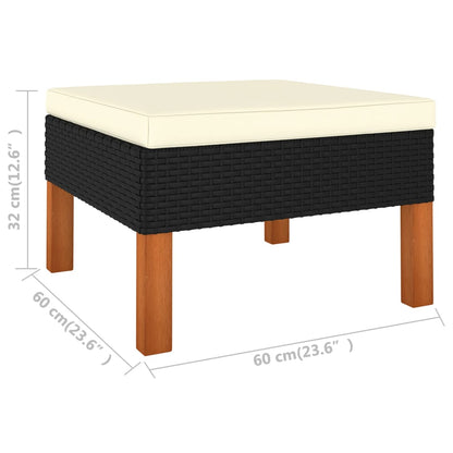 vidaXL Salon de jardin 4 pcs avec coussins résine tressée noir