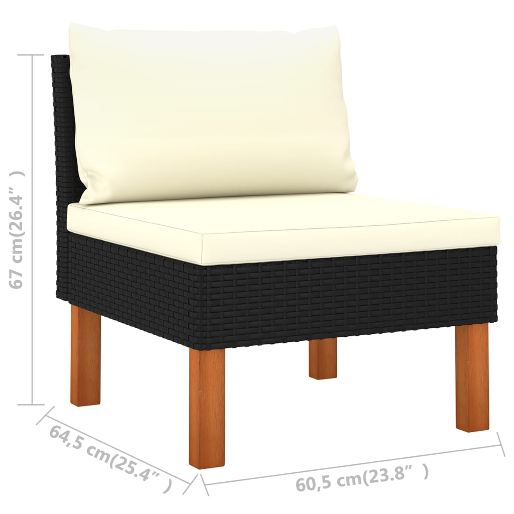 vidaXL Salon de jardin 4 pcs avec coussins résine tressée noir