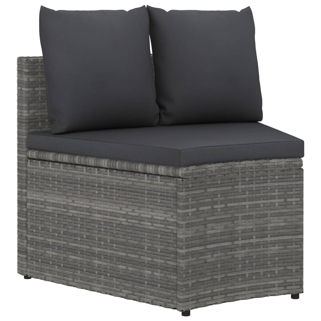 vidaXL 4-tlg. Garten-Sofagarnitur mit Auflagen Poly Rattan Grau