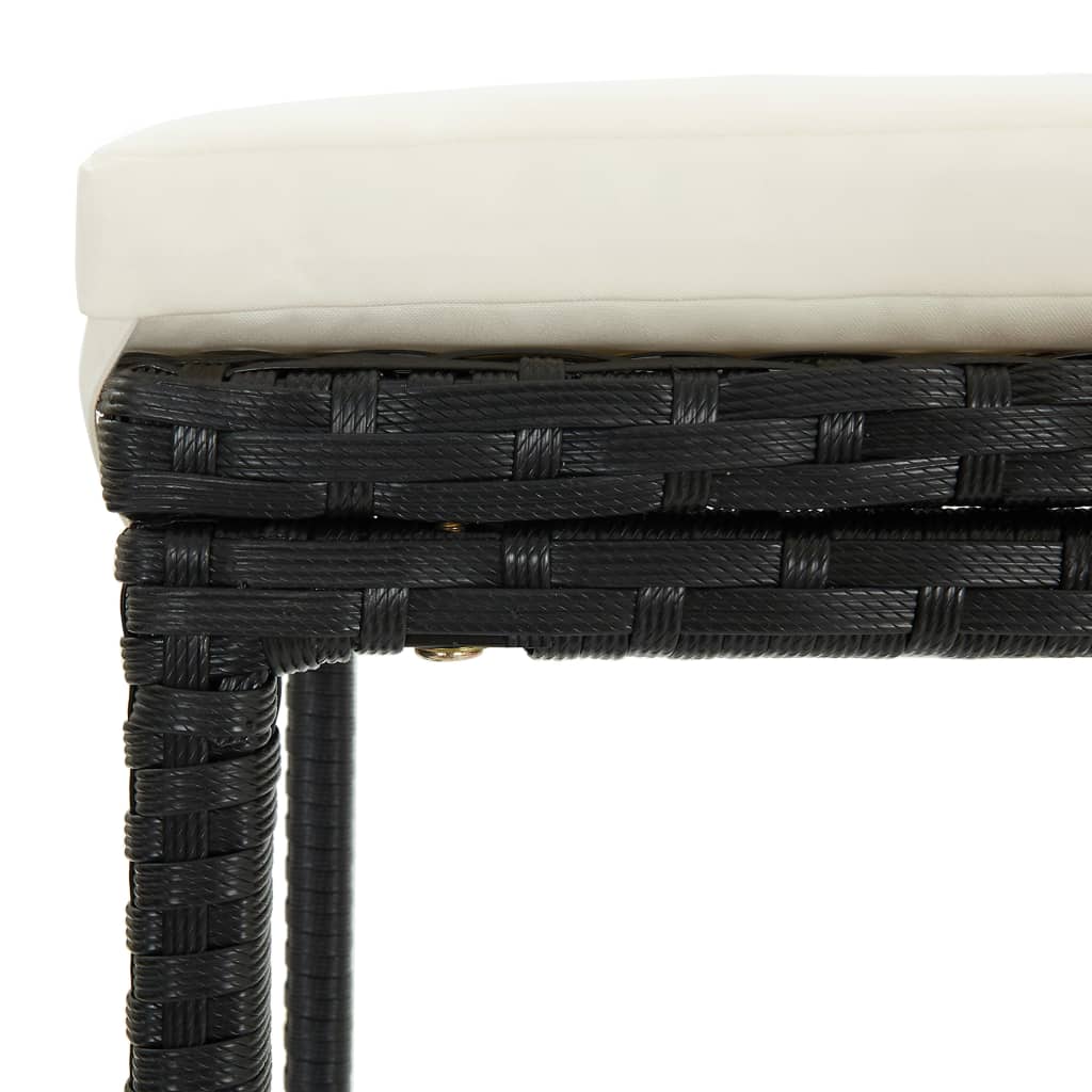 vidaXL 4-tlg. Gartenbar-Set mit Kissen Poly Rattan Schwarz