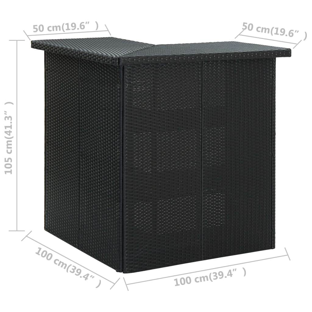 vidaXL 4-tlg. Gartenbar-Set mit Kissen Poly Rattan Schwarz