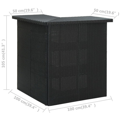 vidaXL 4-tlg. Gartenbar-Set mit Kissen Poly Rattan Schwarz