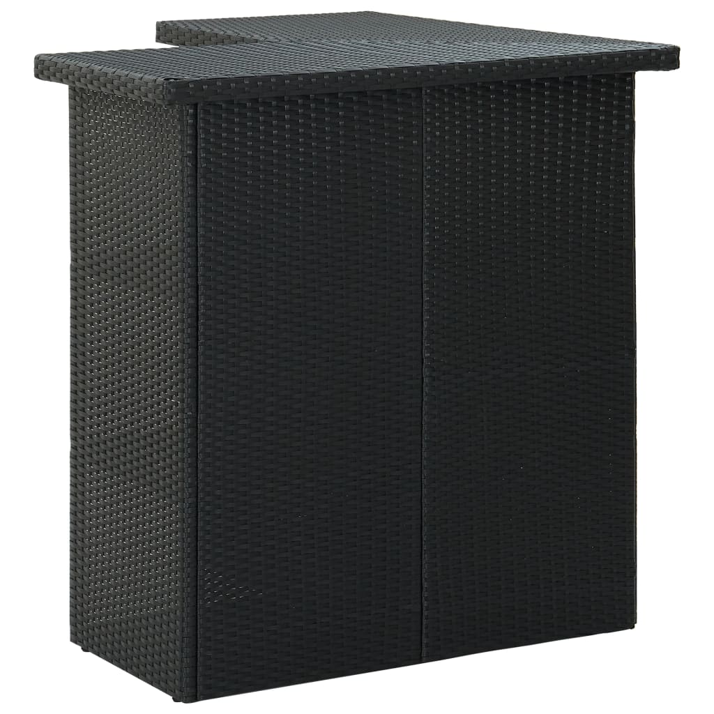 vidaXL 4-tlg. Gartenbar-Set mit Kissen Poly Rattan Schwarz