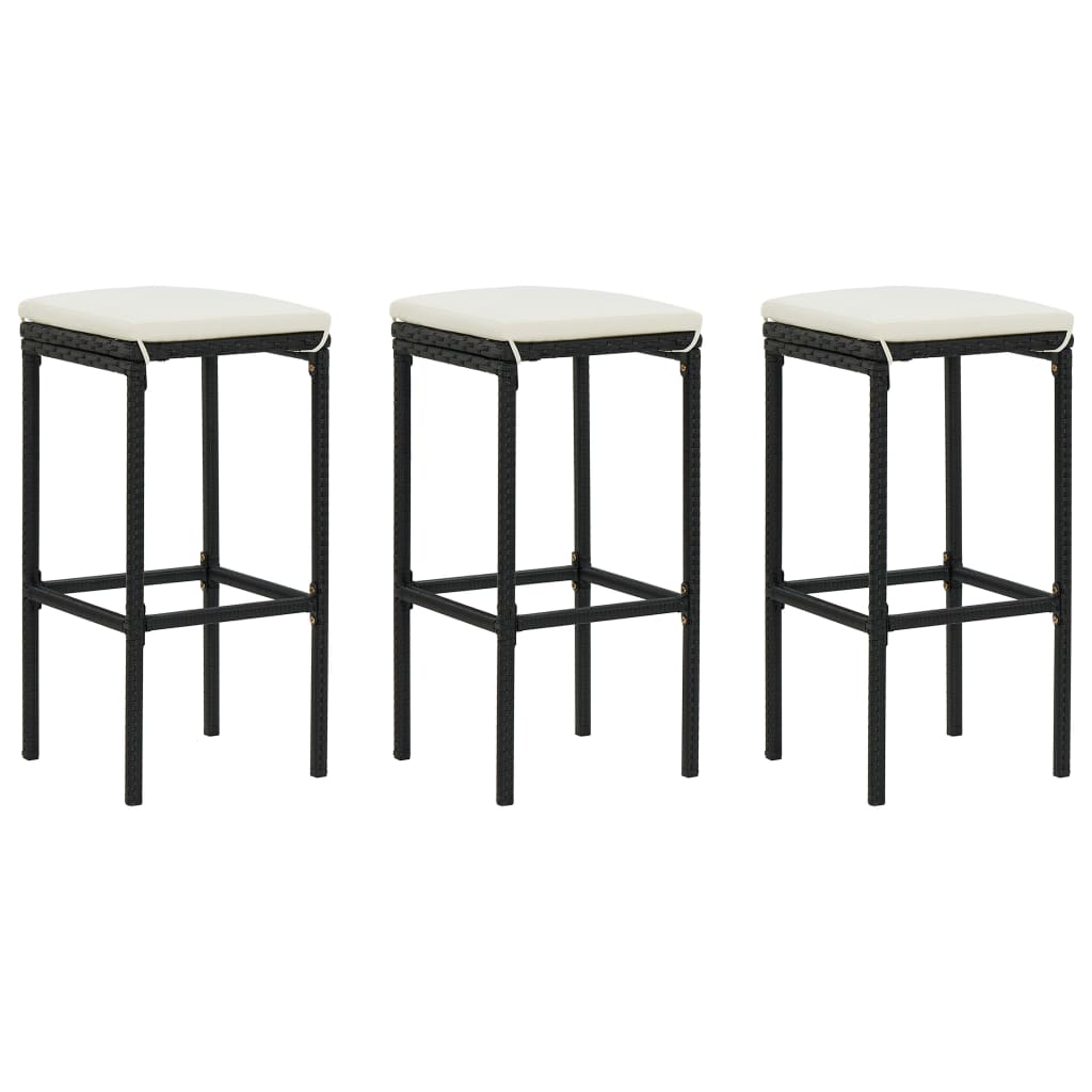 vidaXL 4-tlg. Gartenbar-Set mit Kissen Poly Rattan Schwarz
