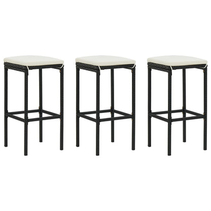 vidaXL 4-tlg. Gartenbar-Set mit Kissen Poly Rattan Schwarz