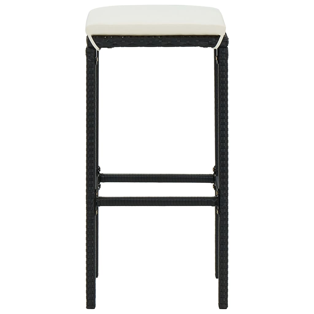 vidaXL 4-tlg. Gartenbar-Set mit Kissen Poly Rattan Schwarz