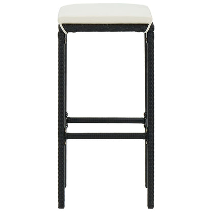 vidaXL 4-tlg. Gartenbar-Set mit Kissen Poly Rattan Schwarz