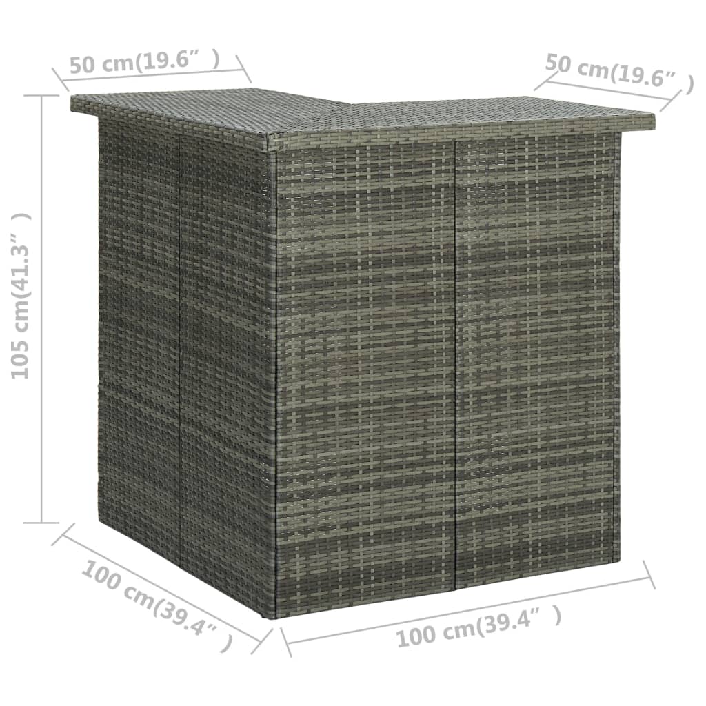 vidaXL Ensemble de bar de jardin 4 pcs avec coussins résine tressée gris