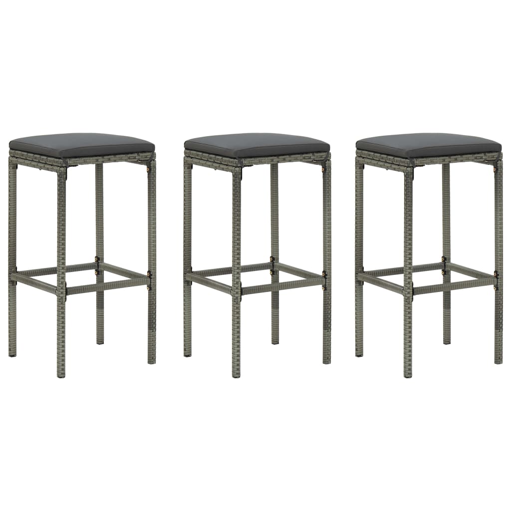 vidaXL Ensemble de bar de jardin 4 pcs avec coussins résine tressée gris