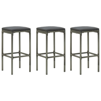 vidaXL Ensemble de bar de jardin 4 pcs avec coussins résine tressée gris