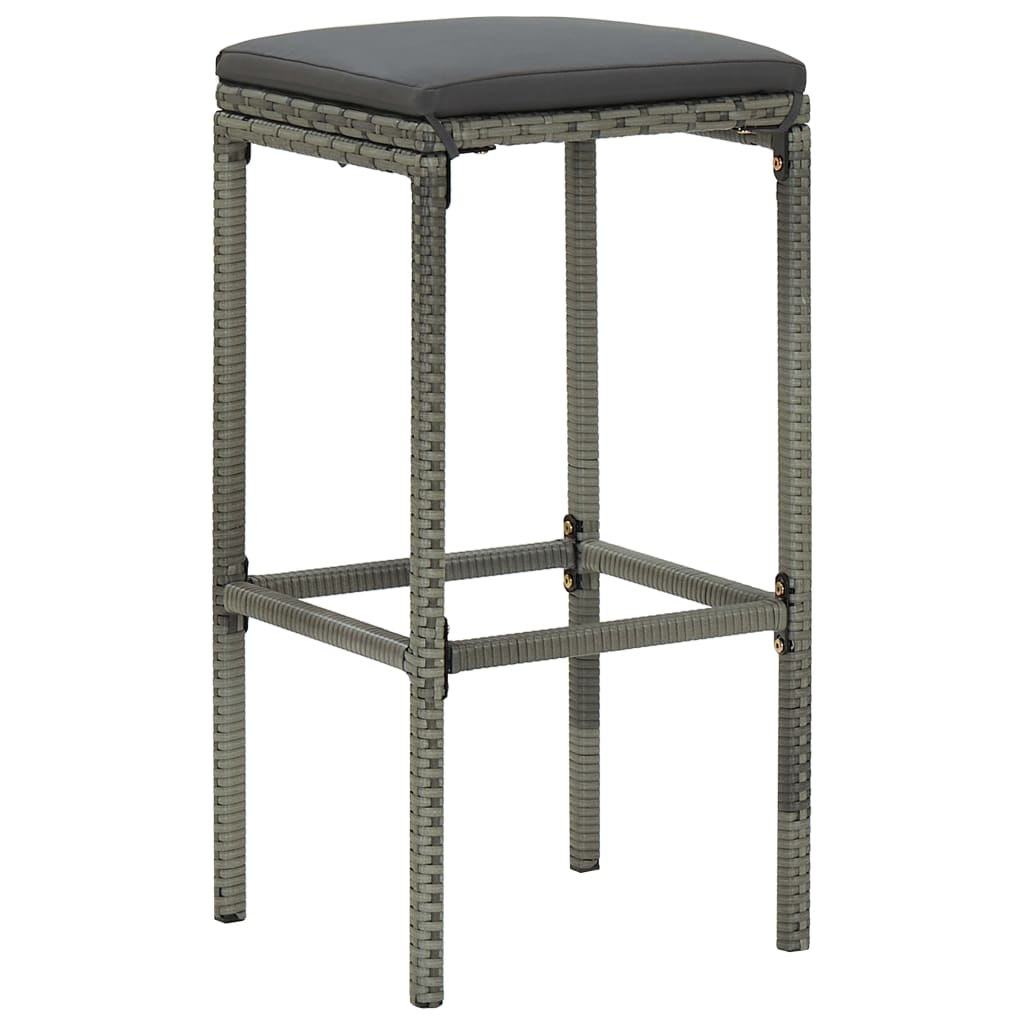 vidaXL Ensemble de bar de jardin 4 pcs avec coussins résine tressée gris